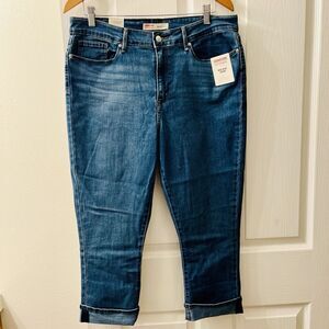 Levi Strauss Signature Mid-Rise Cuffed Capri Women’s 14 Jean Blue 34x23 Stretch